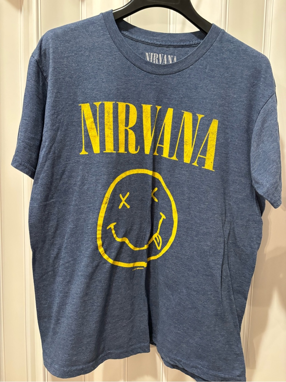NIRVANA Blue Tee with Yellow Logo Size Medium